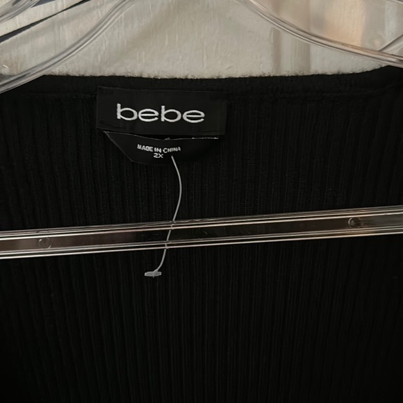 *FINAL* BEBE PLUS SIZE WRAP SWEATER: BLACK/PINK: NWT: SZ 2X - Picture 6 of 6